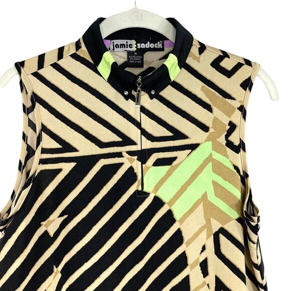 Jamie Sadock sleeveless striped geometric print golf top Sz M - Picture 2 of 7